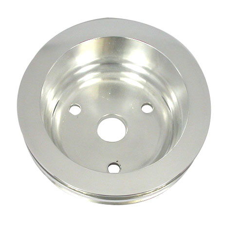 (image for) #R9485POL Polished Alum SB Chevy V8 Double Groove Crank Pulley - - Click Image to Close